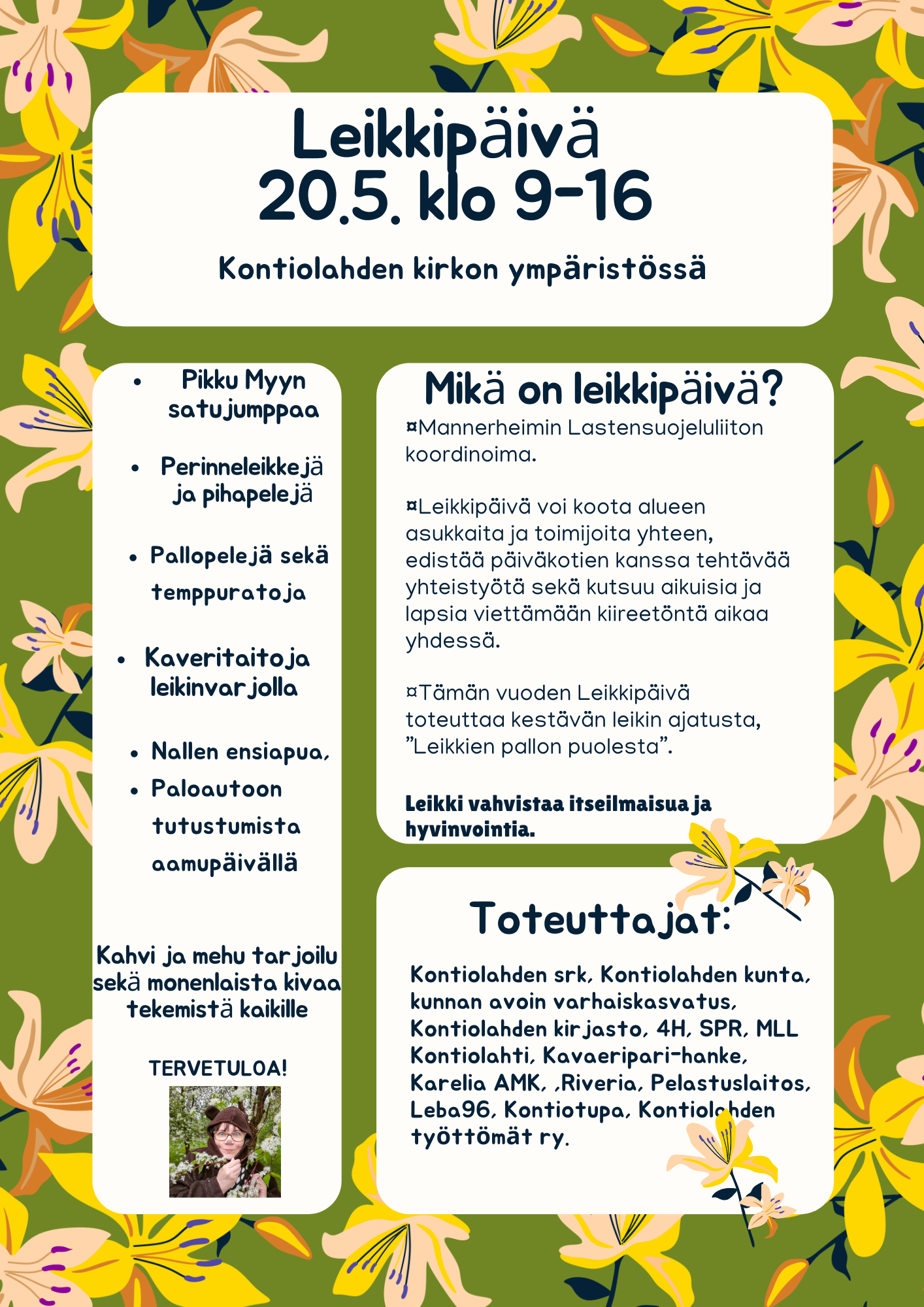 Leikkipäivä Kontiolahden kirkon pihalla ja ympäristössä pe 20.5. klo 9-16.