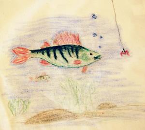 Piirros jossa kala ui kohti mato-onkea